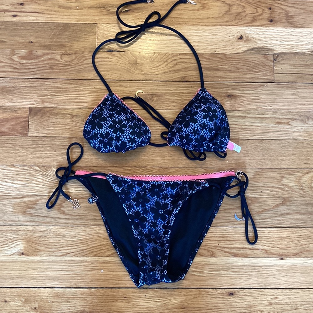 Super cute lacy black and purple VS Teeny Bikini